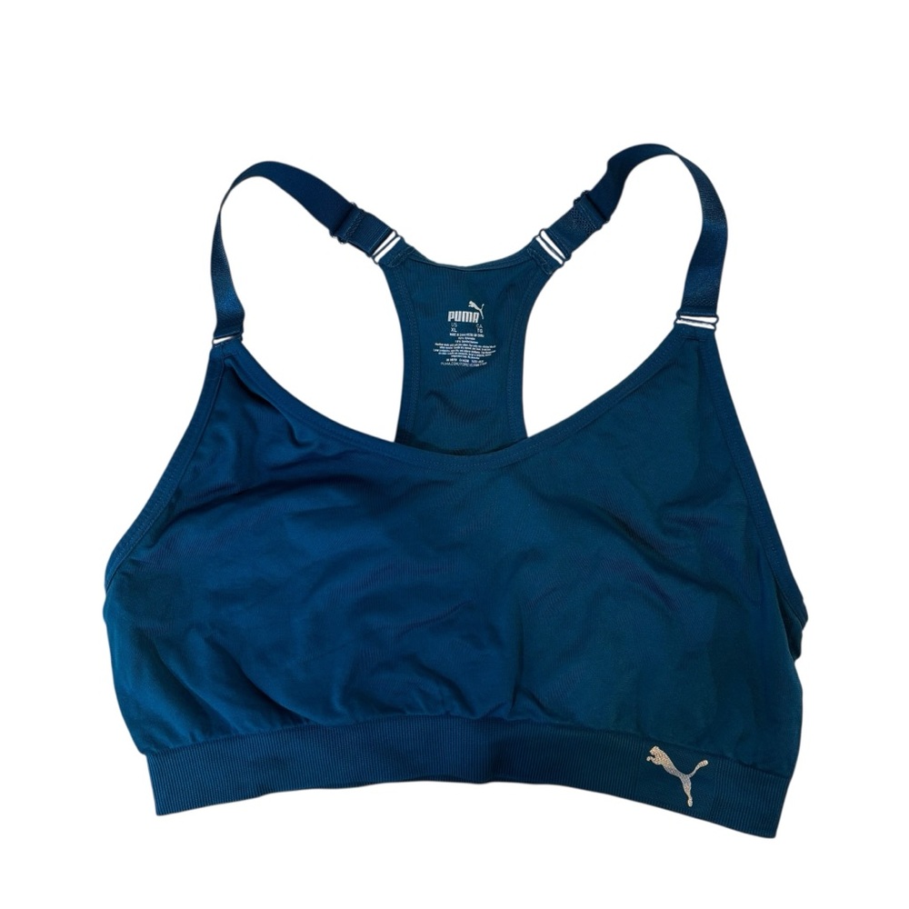 PUMA Women's 4 Keeps Training Sports Bra racerback stretch teal size large - Picture 2 of 8